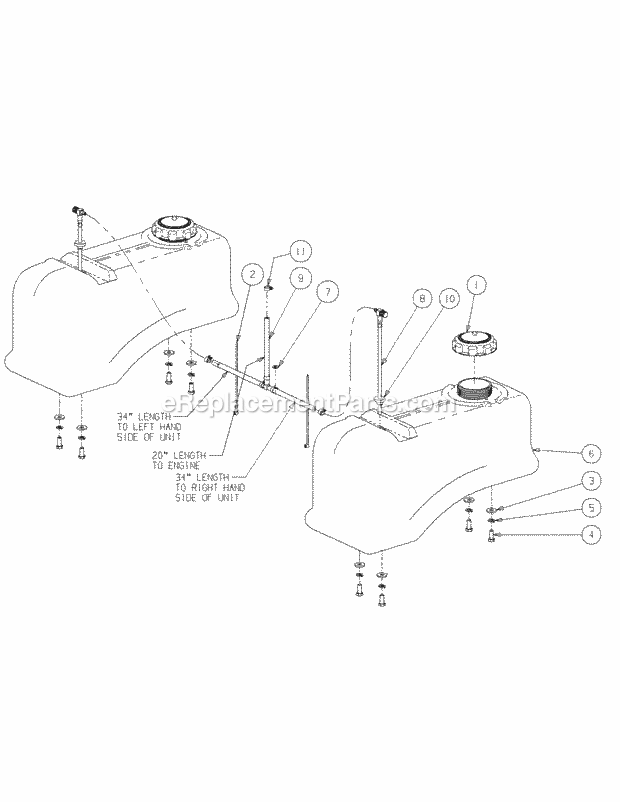 Fuel Tank Assembly Diagram and Parts List for M72-KW 53AI8CTZ750 Cub Cadet Sprayer